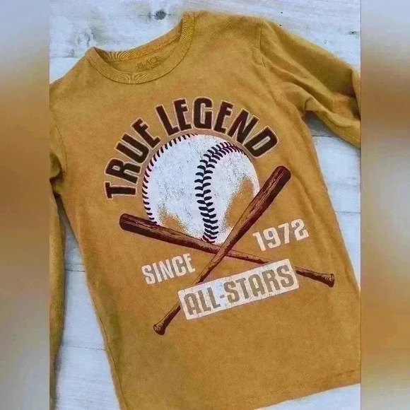 Children's Place Boys 1972 Baseball True Legend Graphics LS T-shirt Size 7/8 M - Picture 2 of 5